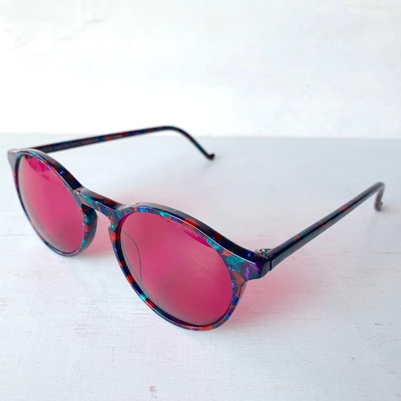 Anglo American Eyewear Jade Red Multi Mosaic Round Eyeglasses Mod 245 MMM 1990's - Picture 4 of 14